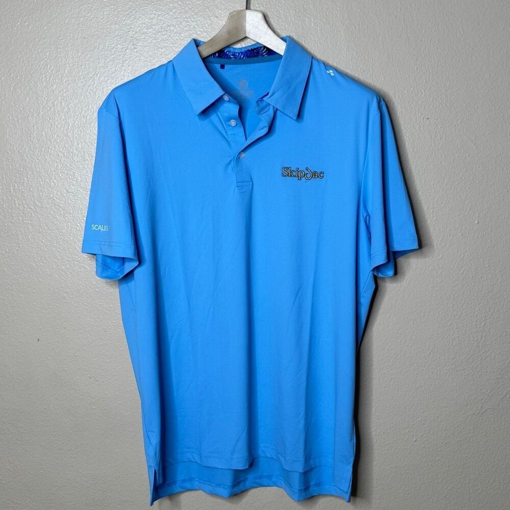 Scales Shirt Men Large Light Blue Offshore Core Polo Short Sleeve Golf